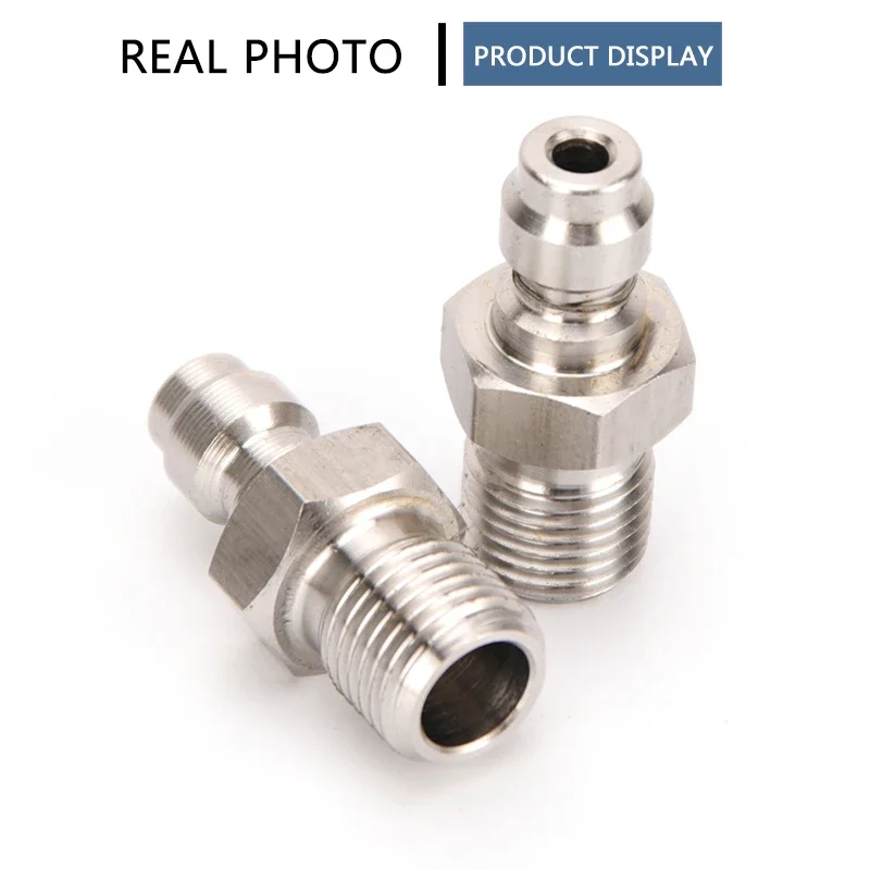 Coupler cepat Stainless Steel, benang M10x1 8MM mengisi kepala Plug Adapter koneksi cepat pasangan pompa udara Bagian 3 buah