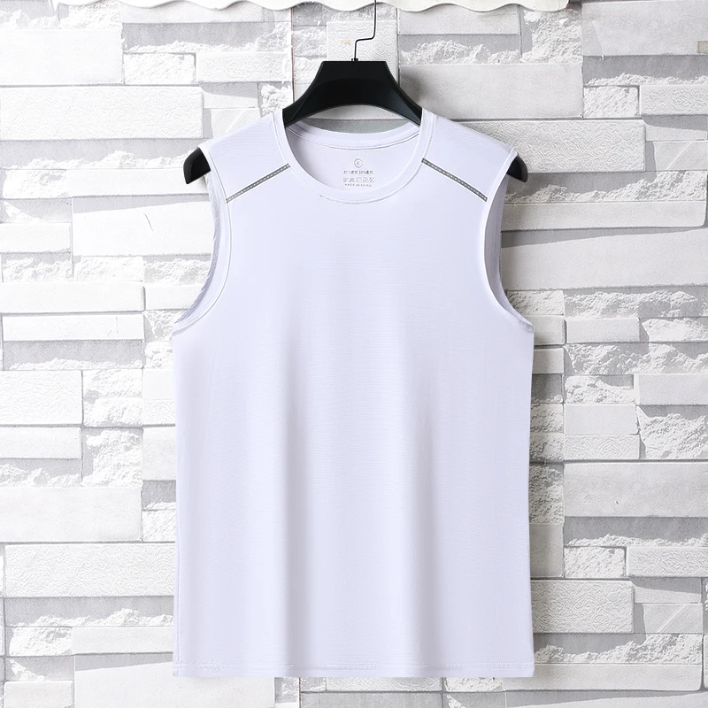 Summer Ice Silk Breathable and Sweat-absorbing Quick Drying Men\'s Sleeveless T-shirt Soft and Comfortable Men\'s Top