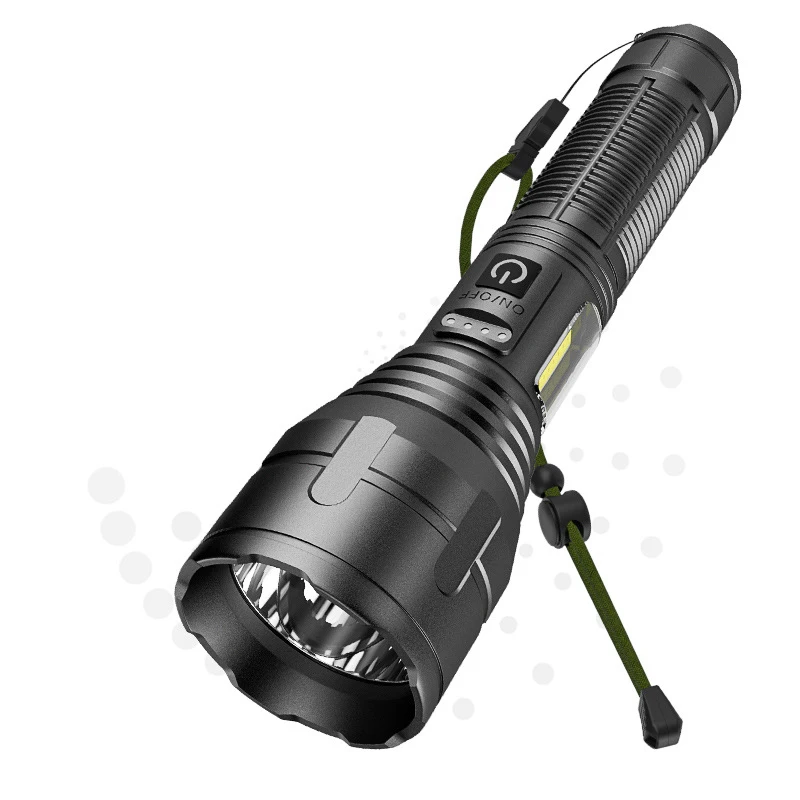 Power Torch Power Display Fixed Focus USB Input and Output Cob Sidelight Aluminum Alloy Flashlight