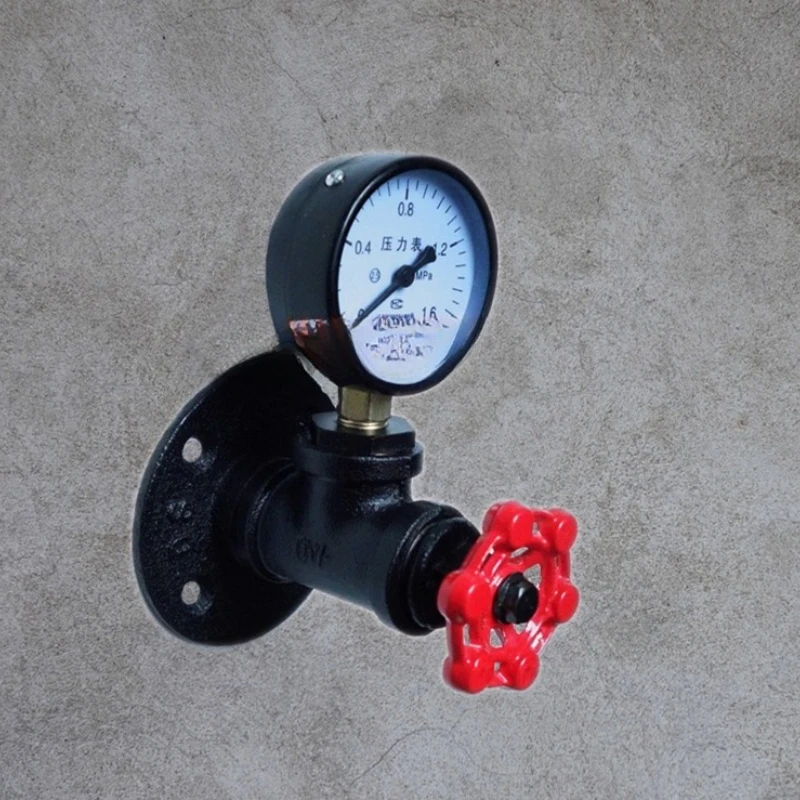 

Retro industrial steam valve pressure gauge coat hook, clothing store creative style solid wood coat hook