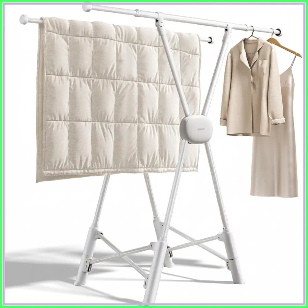 Adjustable Clothes Drying Rack, Heavy Duty Laundry Rack, Foldable for Indoor Outdoor Use, 32-55 Inches
