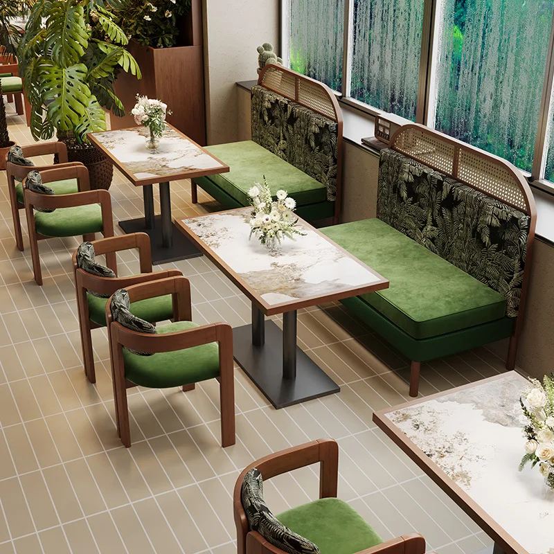 South East Asia Style Commercial Theme Restaurant Table And Chair Combination Retro Hong Kong Style Coffee Shop Dining Shop Wall