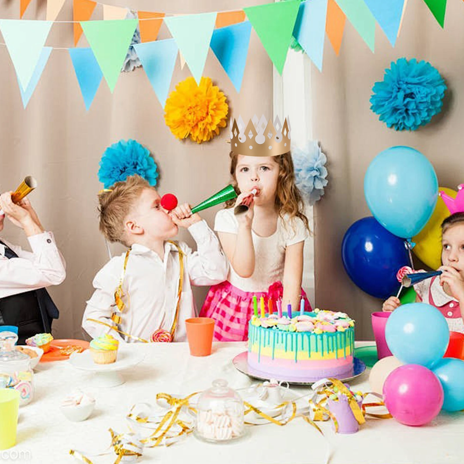 

40pcs Birthday Paper Crown Kids Hats Thick Material Design Party Supplies Classroom Decorations King Bulk