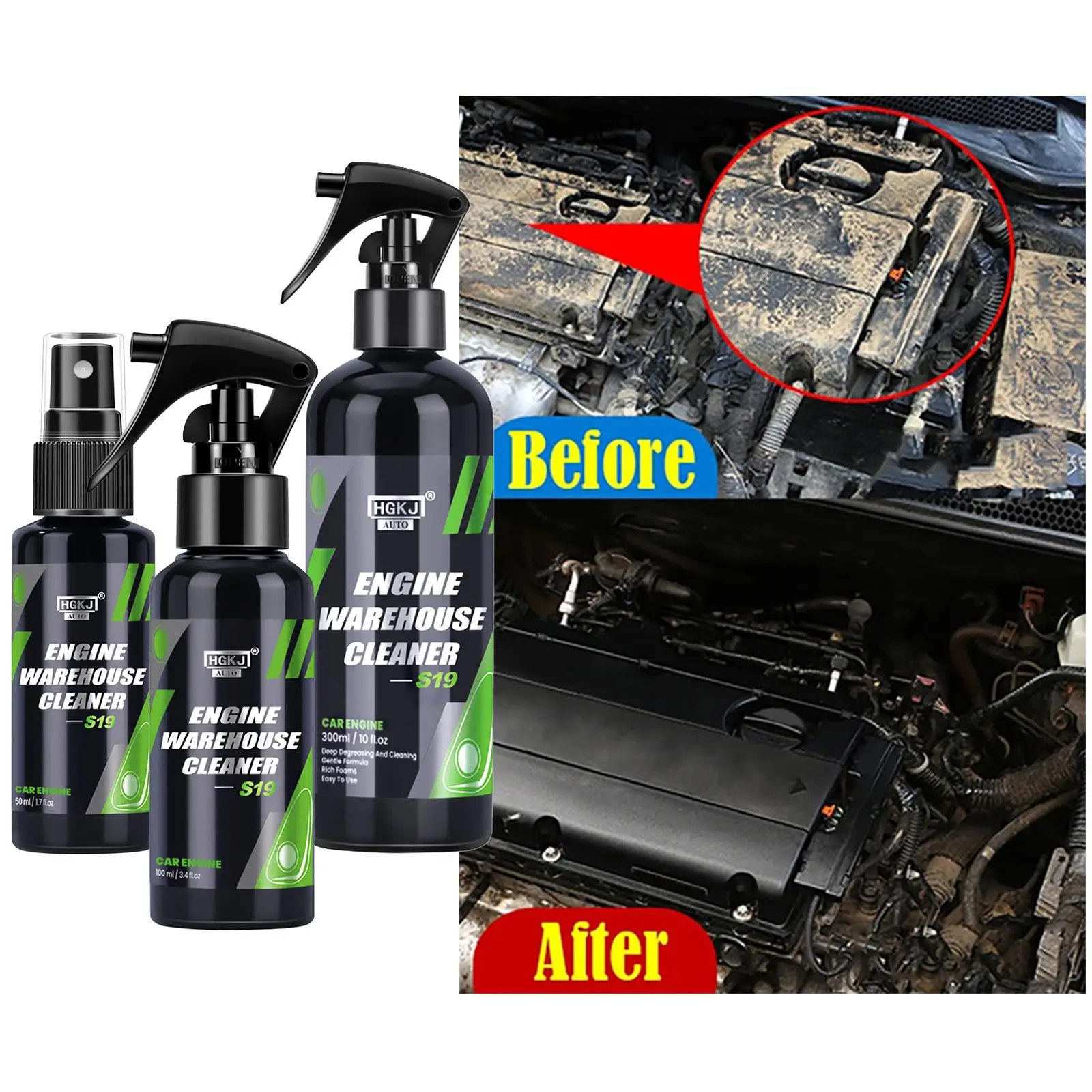 Car Engine Warehouse Cleaner Spray 300/100ml Remove Oil Stains Anti-Aging Spray for Car Motorcycle RV Engine Compartment Cleaner