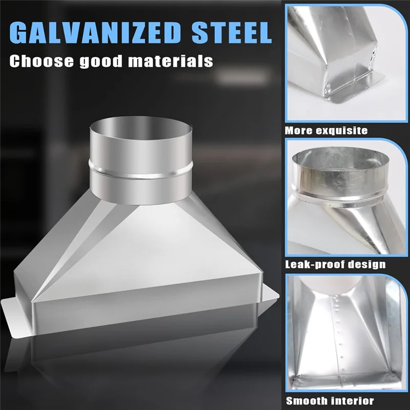 HRBAJ-4 "diâmetro x 10" comprimento kit de ventilação de microondas com 3-1/4 "de aço galvanizado retangular para transição de duto redondo para conexão du