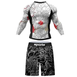 Hot Sale MMA Men Fitness Short Sets Boxing Suit Printed Jiu jitsu gi T-Shirts Grappling Shorts Cody Lundin Sportswear Bjj Blouse