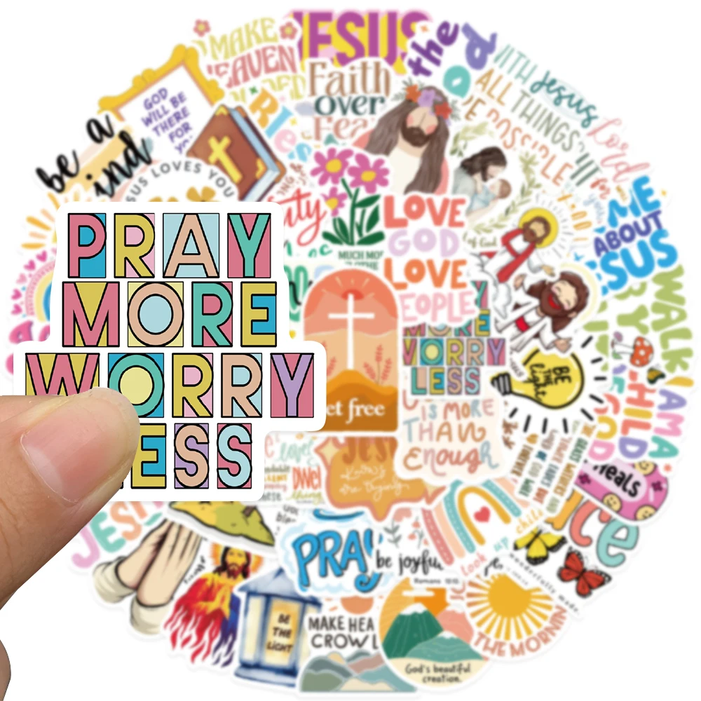 52pcs Bible Verses Stickers Decals For Phone Scrapbook Luggage Helmet Guitar DIY Aesthetic Waterproof Stickers Kids Toys Gifts