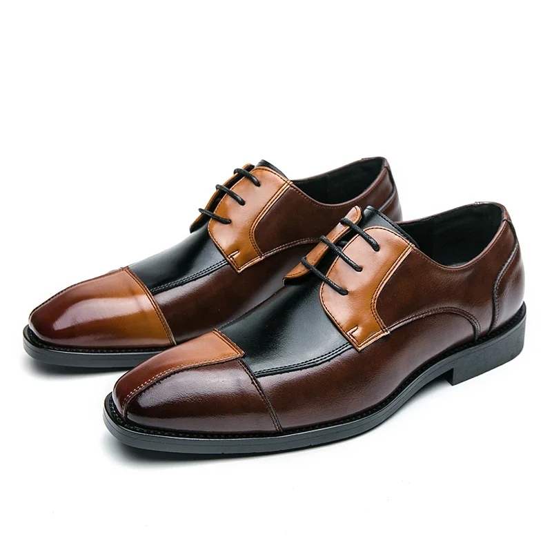 Men Business Dress Shoe Colorful Lace Up Fashion Man Casual Leather Oxfords Shoes Flat Leisure Wedding Party Shoe Men Big Size
