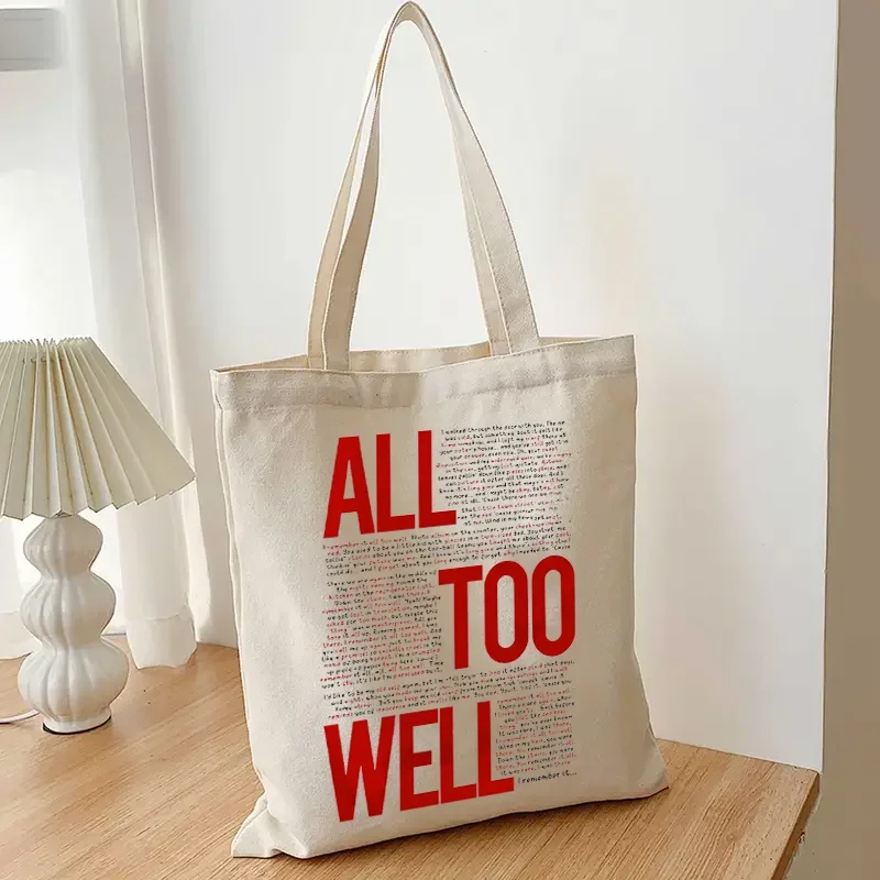 Taylor All Too Well Tote Bag, PleBag, TS Merch, Shopping Bag, Initiated Canvas Bag, Christmas Birthday Gift, 1Pc