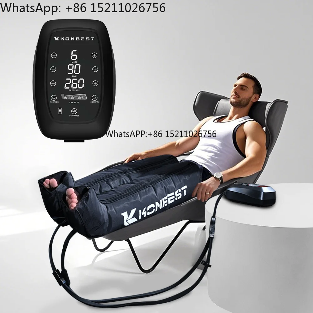 Wireless 6-Chamber Air Compression Boots for Athletes-Rechargeable Leg Recovery System with 30-260mmHg Pressure