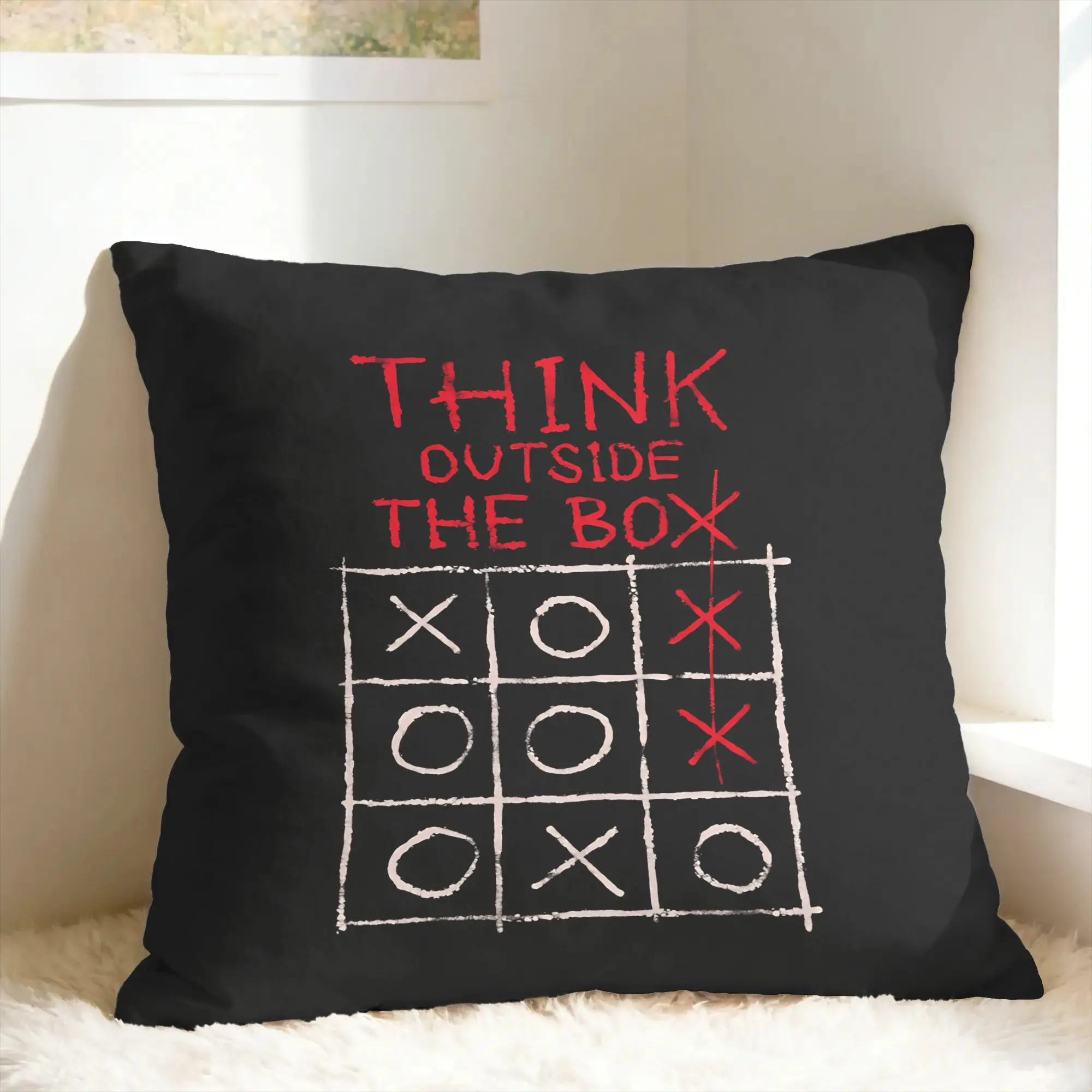 Think Outside the Box Tic Tac Toe Pillow Case  Funny Pillow Cover Soft Pillowcases For Sofa Home Decoration
