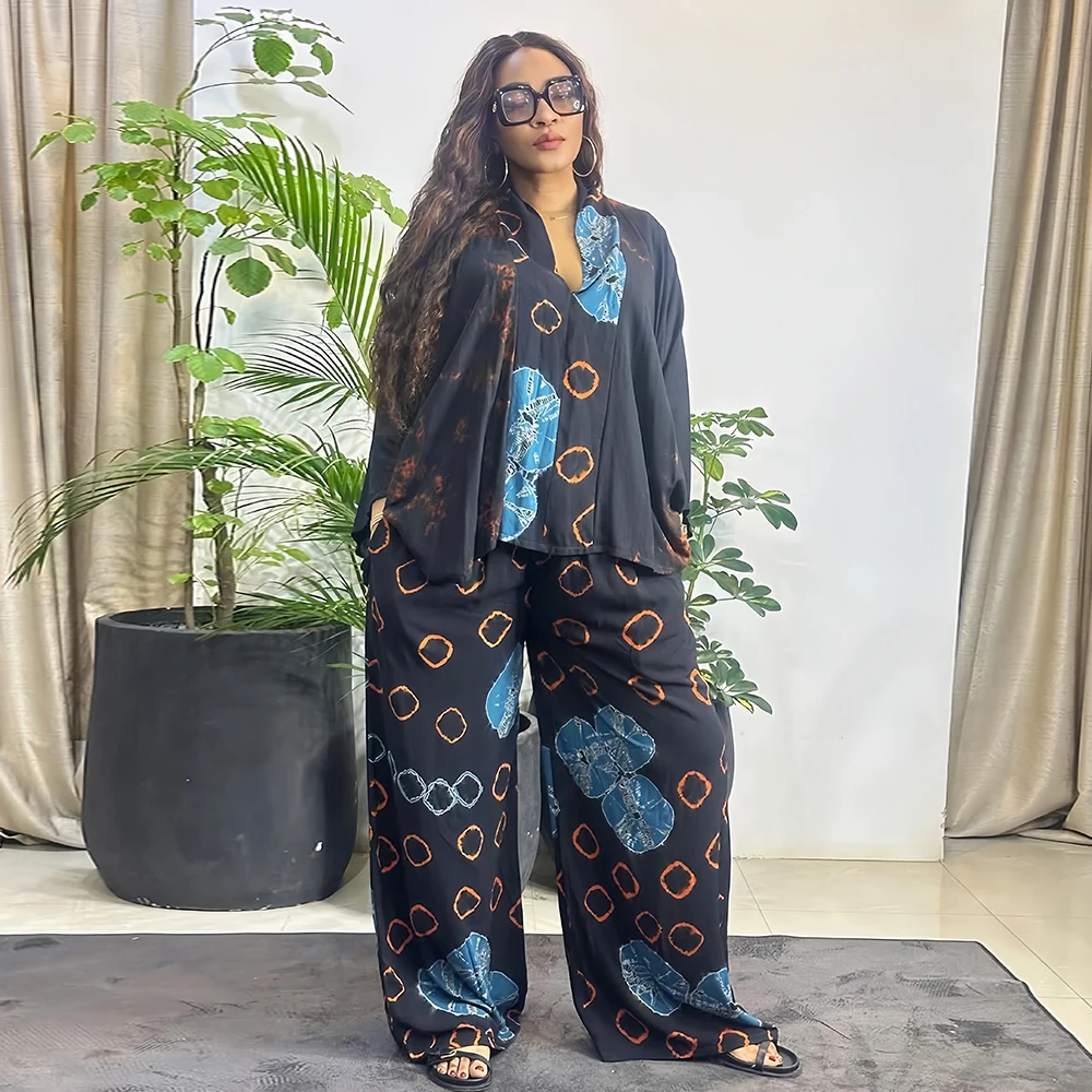African Clothes for Women Ankara Dashiki 2 Piece Set Ankara Turkey Outfits 2025 Fashion Print Tops Pants Trousers Suit Plus Size