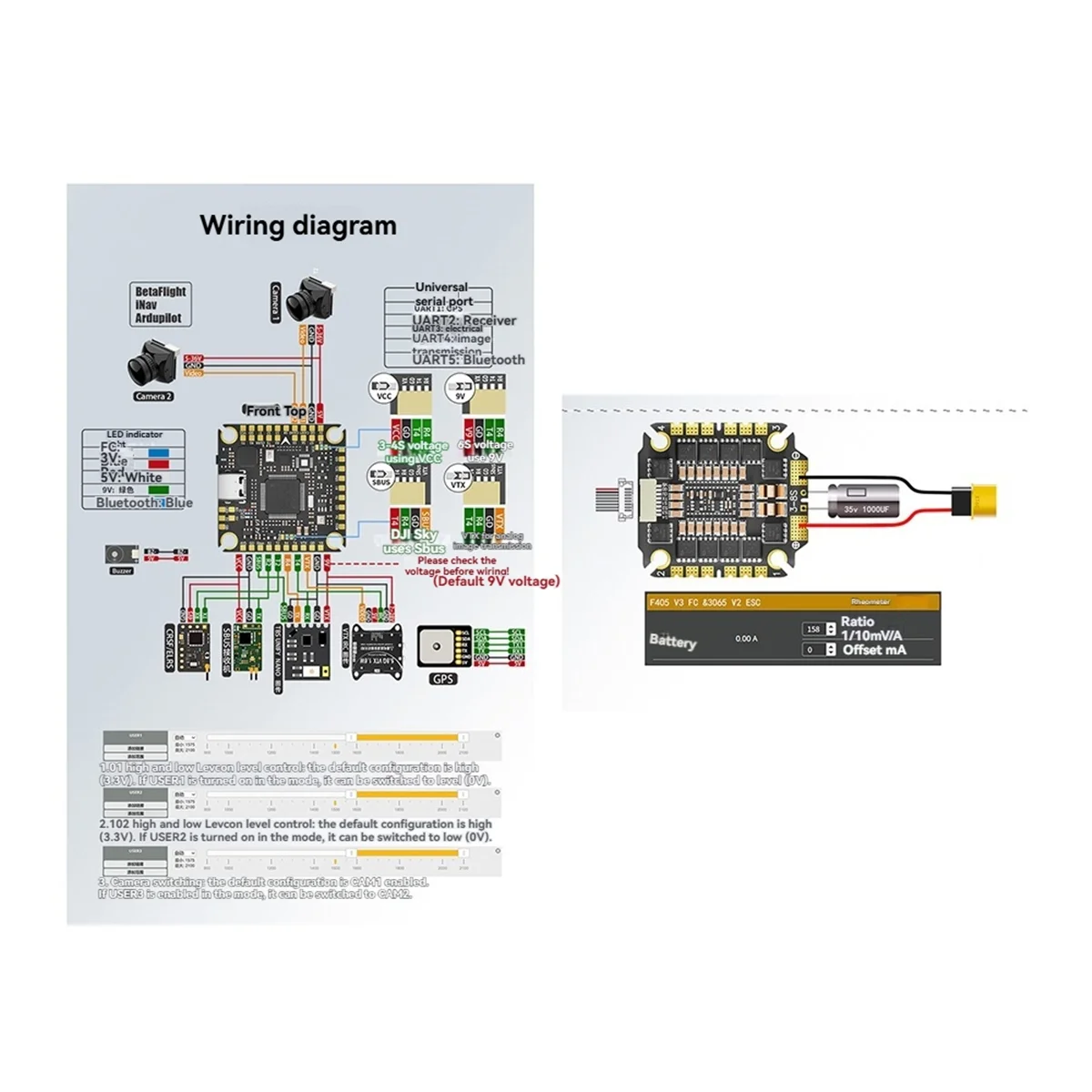F465 V3 Stack/Flytower BLS 65A ESC AM32 Flying Tower F405+65A 32-Bit Configure Via Bluetooth Box FPV Drone