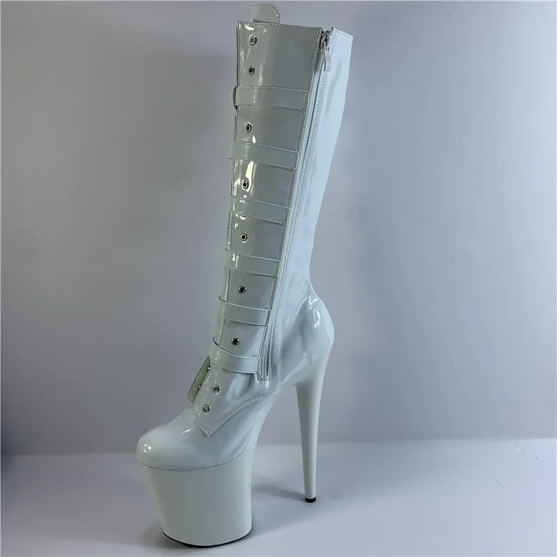 New 8-inch stiletto heels, 20cm high boots with buckles decorated pole dance practice, high party boots