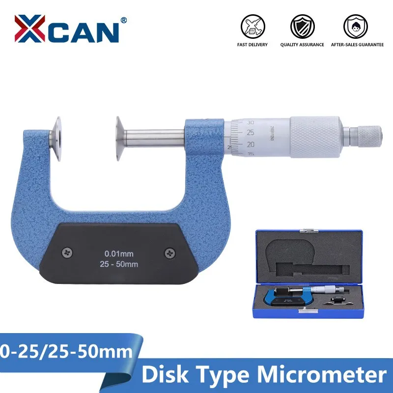 XCAN Micrometer 0-25mm 25-50mm Accuracy 0.01mm Disc Micrometer Outside Caliper Gauge Measuring Tools