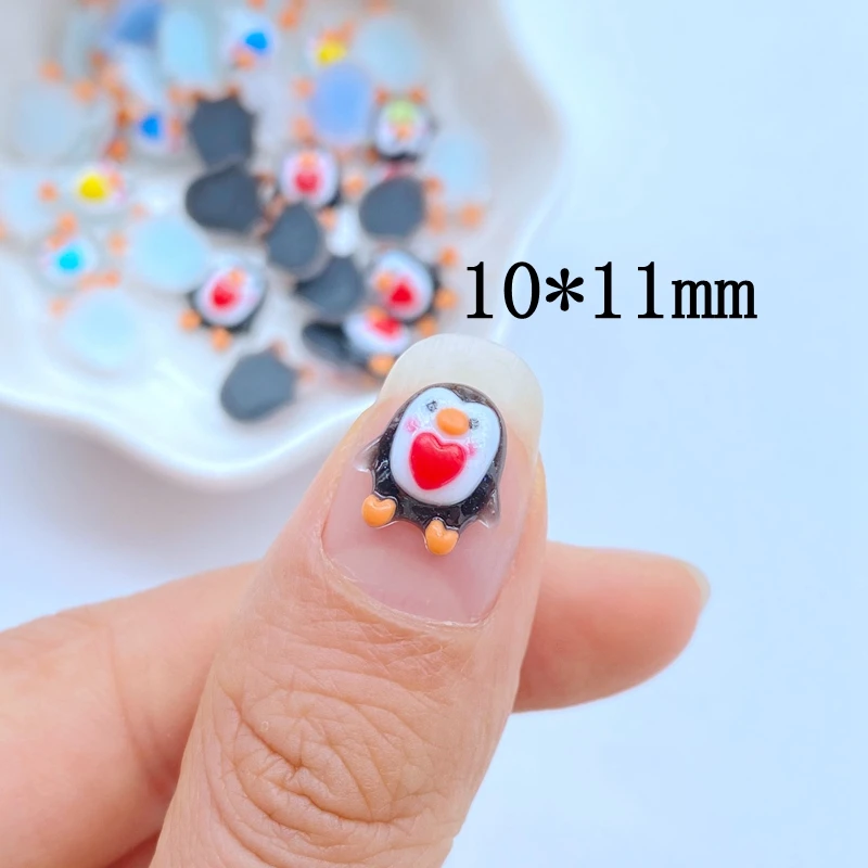 50pcs New Cute Mini Cartoon Love Penguin Nail Rhinestones Gems Glitter Nail Art Jewelry Manicure Nail Decoration Accessorie