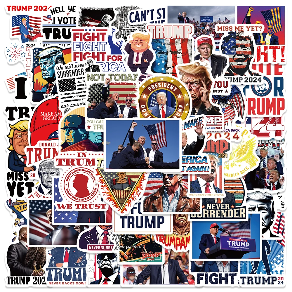 10/30/50Pcs Trump Fight Fist 2024 Graffiti Stickers Skateboard Motorcycle Laptop Guitar Phone Car Cartoon Decal Kid Sticker Toy