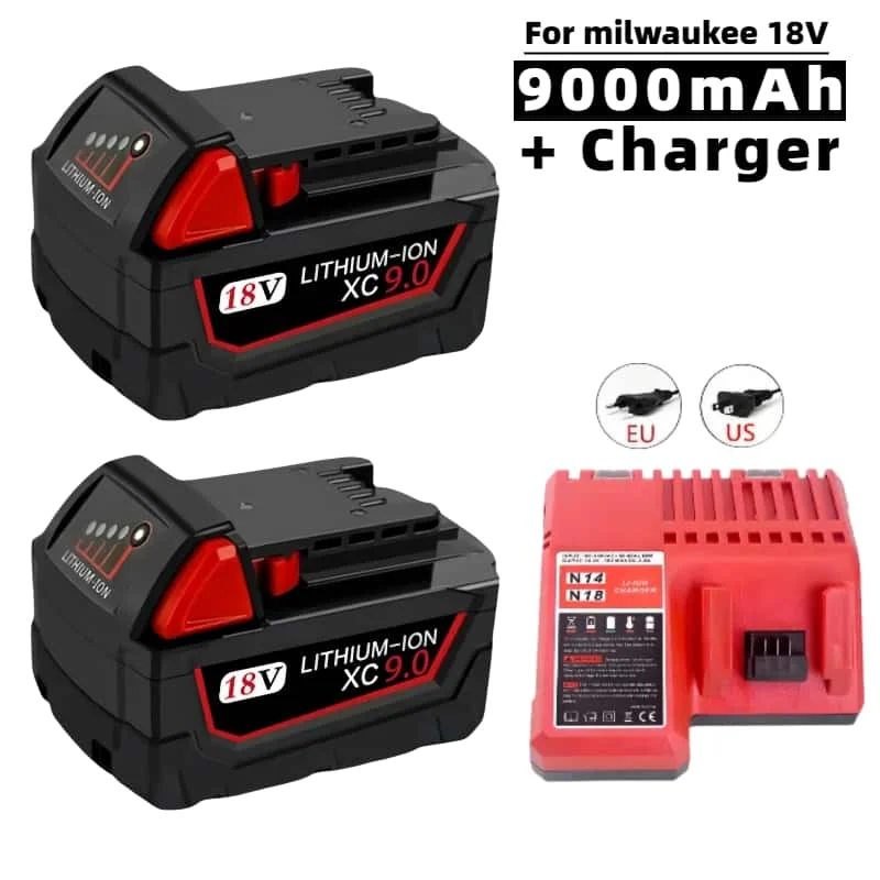 

18650 аккумуляторы for Milwaukee M18 48-11-1815 48-11-1850 2646-20 2642-21ct power tools rechargeable 12Ah,9Ah,6Ah 18V batteries