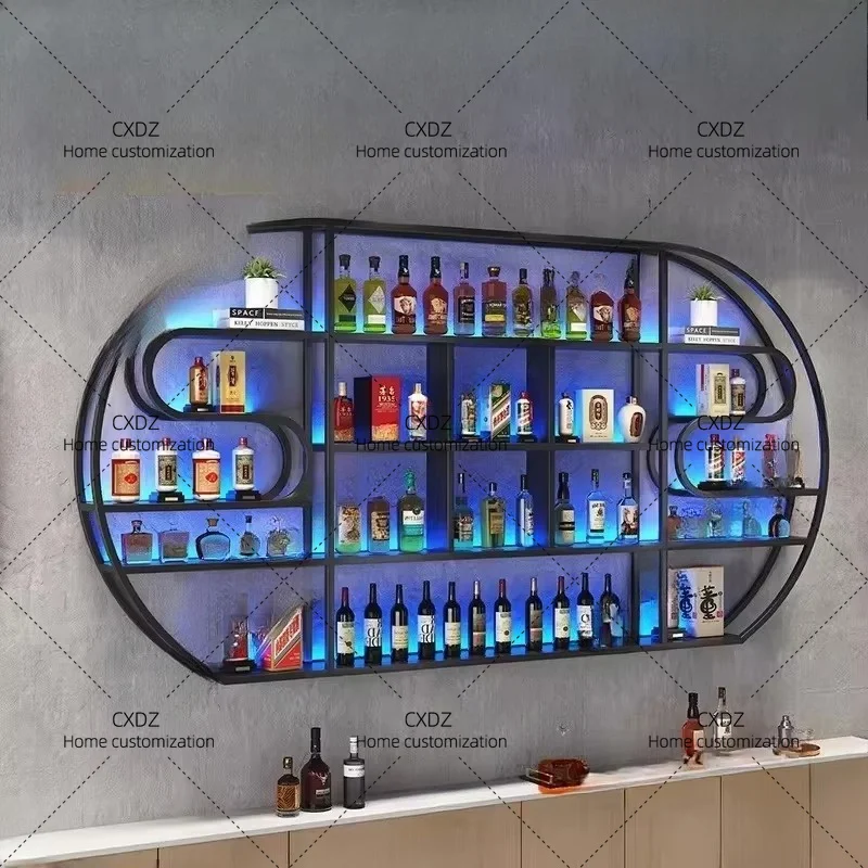 XX  Restaurant Storage Bar Cabinet Display Buffet Wall Luxury  Bar Cabinet Led Commercial Gabinete Drinking Bar Furniture