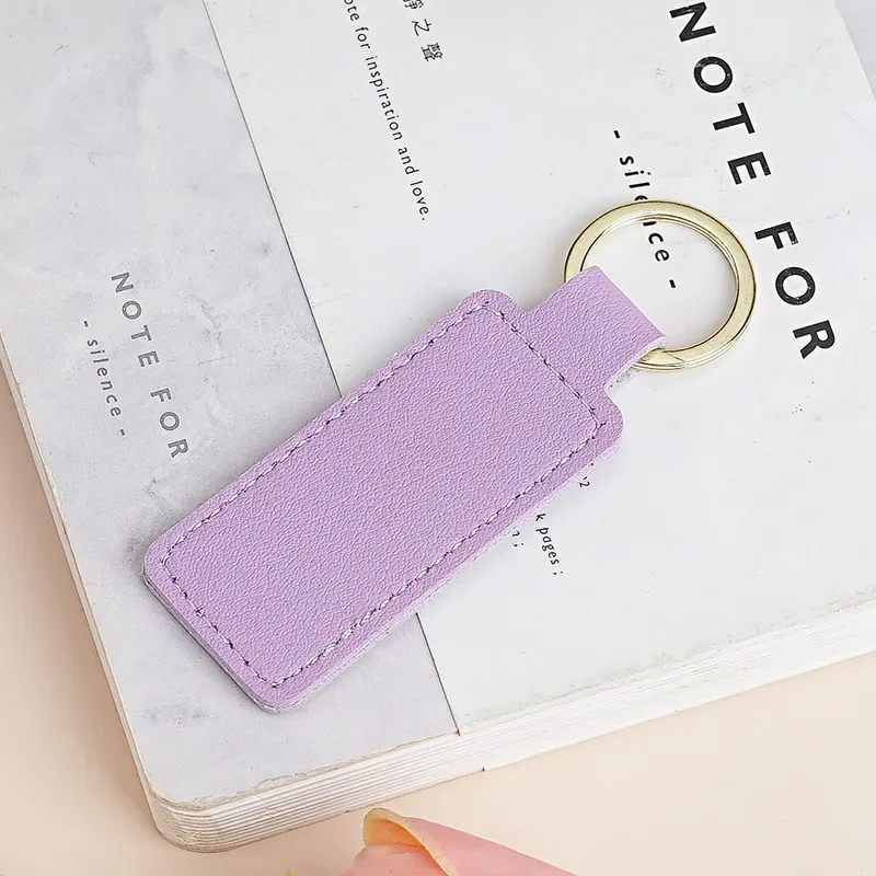 Customized Logo Keyring Pendant Personalized Durable Name PU Leather Rectangle Keychain bag Laser Room Number Key Chains Ring