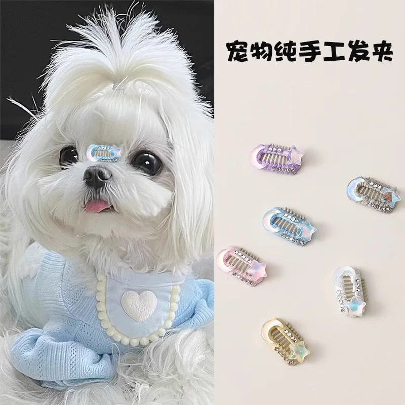 Tiny Dog Nose Bridge Clips Cute Hair Barrettes Styling Accessories for Maltese Yorkie Shih Tzu Bichon Puppies
