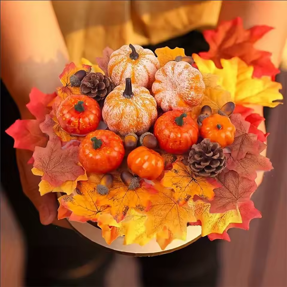 Thanksgiving Simulated Fake Pumpkin Decoration Set