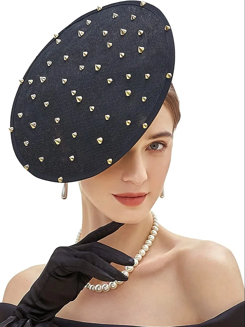 Pillbox Hats 20s 50s Vintage Fascinators Hat for Women with Pearl/Rivet Headband Bridal Wedding Tea Party Costume Party Headwear