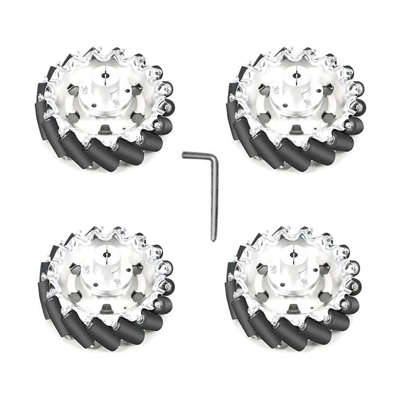 100Kg Load 4pcs High-Quality Mecanum Wheels with Coupling Aluminum Alloy Tires 152mm Wheel ROS Platform Omnidirectional Motion
