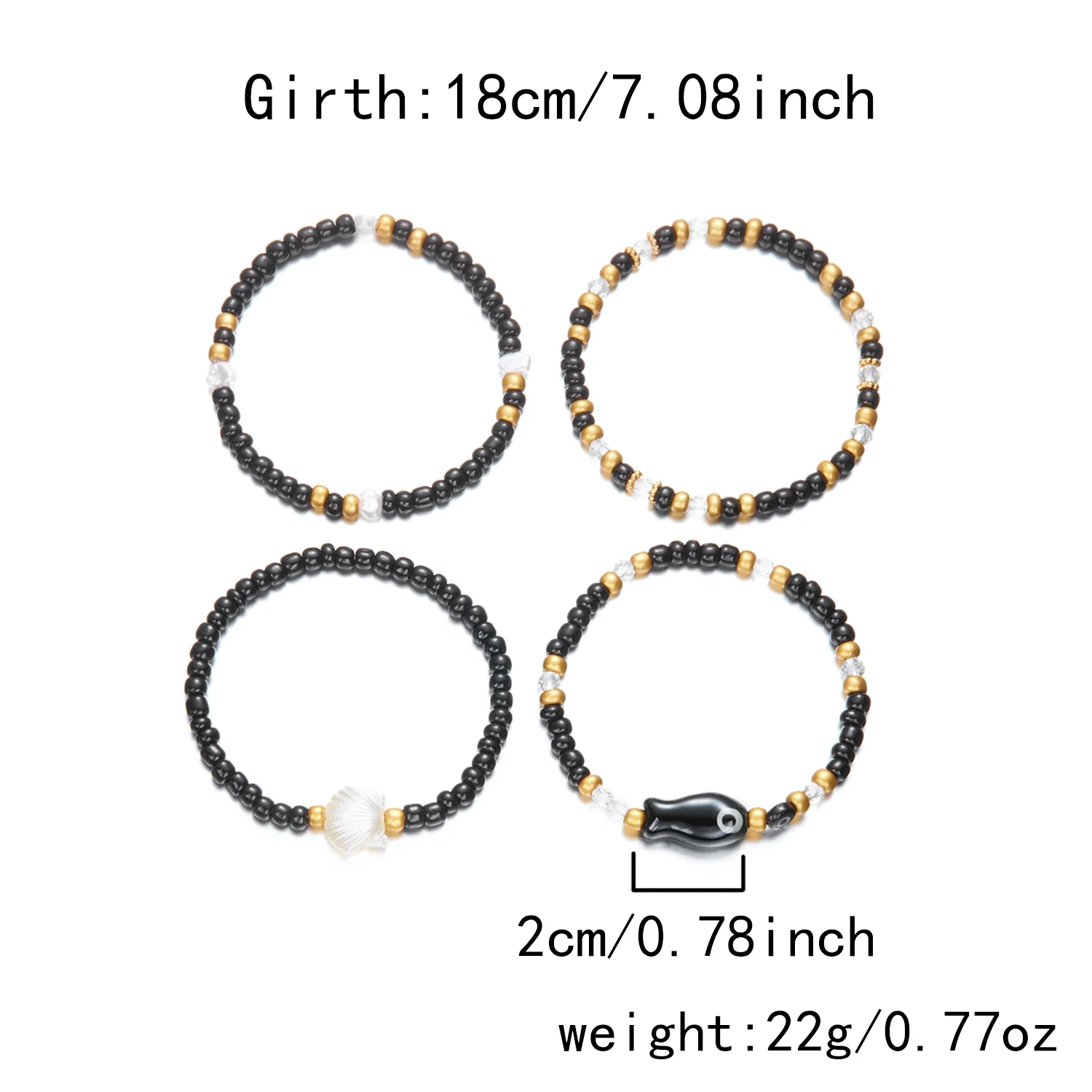 Böhmisches mehrschichtiges Perlenarmband-Set für Frauen, Sommer, Ozean, Strand, Muschel, Fisch, böser Blick, elastisch, stapelbar, Armreifen, Schmuck, Geschenk – Detail 6