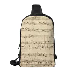 Wolfgang Amad192.Mozart Sheet Music Chest Bag, Tourists Pocket, Retro, Durable, Cross Gift, Customembroidered