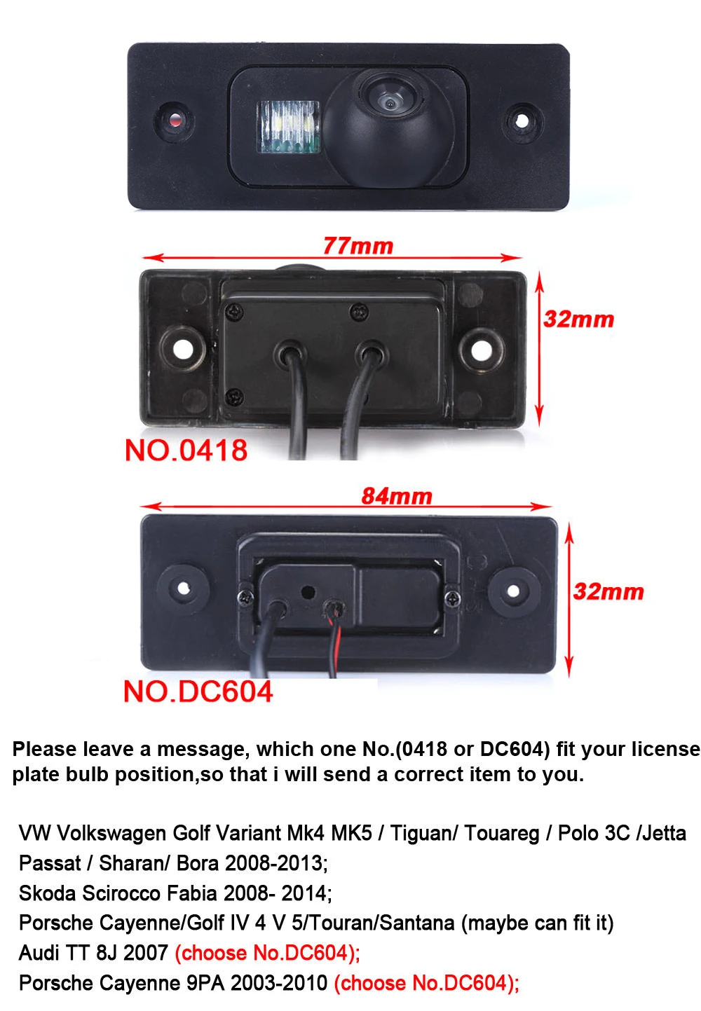 HKNL Car Reverse Camera CCD HD For Audi TT 8J Porsche Cayenne 9PA Skoda fabia combi  VW Volkswagen Golf Variant MK4 Waterproof