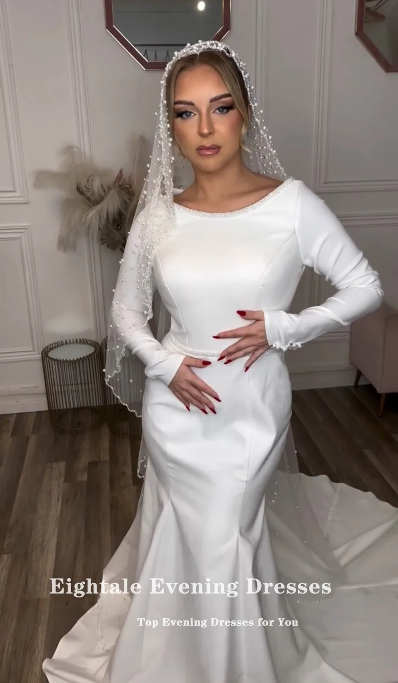 Eightale арабское свадебное платье без бретелек по индивидуальному заказу цвета слоновой кости из атласа со складками плюс размер свадебное платье русалка невесты вечернее платье