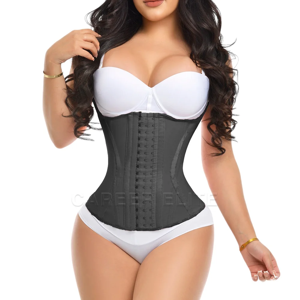 Fajas Colombianas Waist Trainer Binders with Bones Adjustable Hook-eyes Flat Belly Sheath Seamless Body Shaper Corset for Women