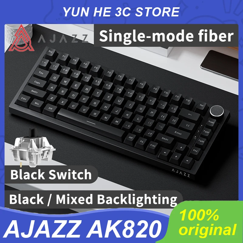 Ajazz Ak820 Mechanical Keyboard Wired USB Black Switch 75% Gasket Full Key Hot Swap Esports Gaming Keyboard Custom for Pc Laptop