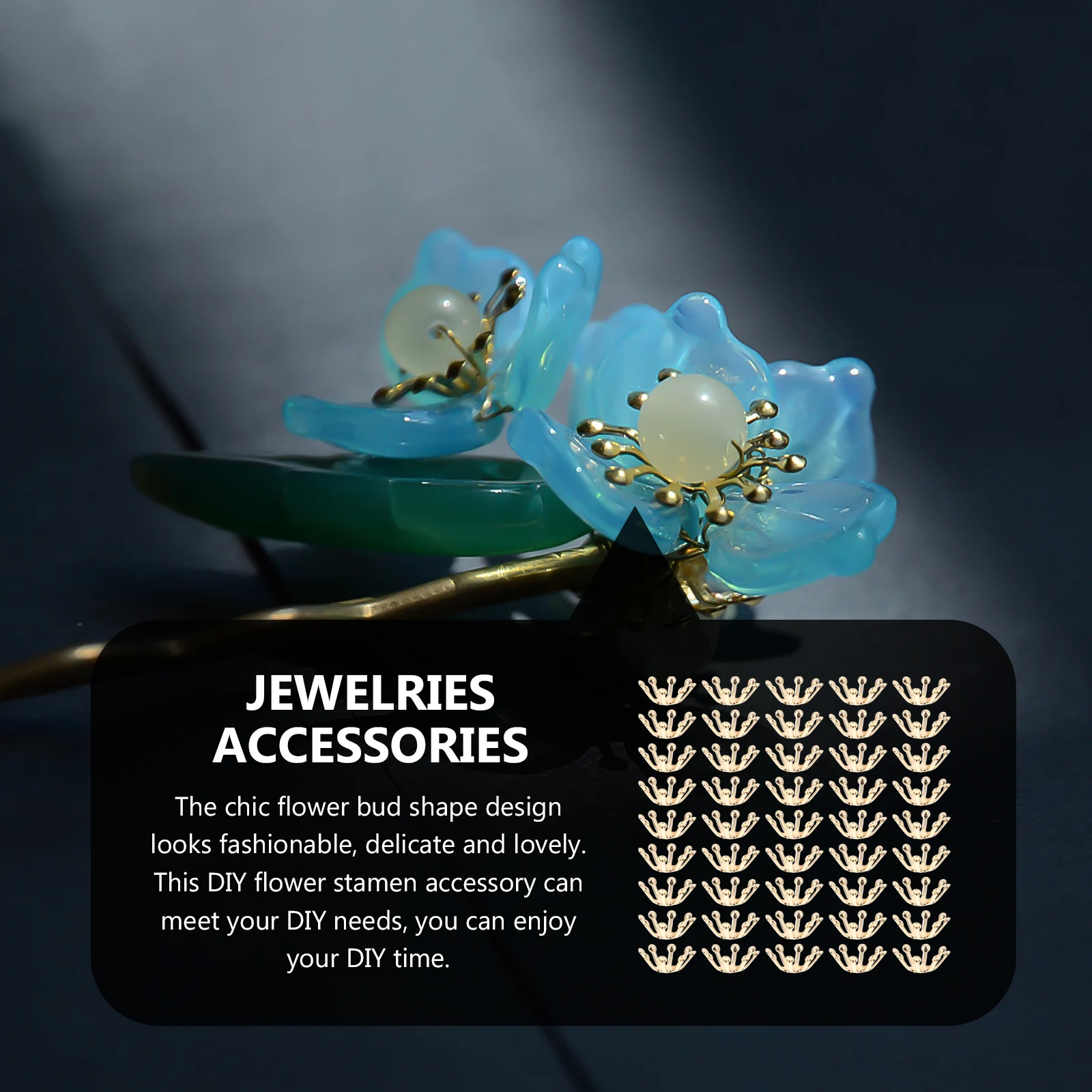 

50pcs Flower Hairpin Accessories Copper Diy Headdress Decor Jewelry Making Craft Kit For Women Girls Bracelet Pendant