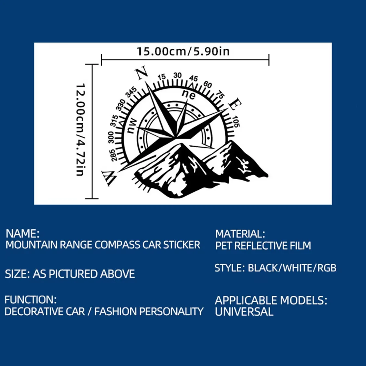 1pcs Mountain Compass Car Sticker Decal For Truck Moto Club Body Decor Stickers Auto Decal Cross-Country Camper Car Accessories