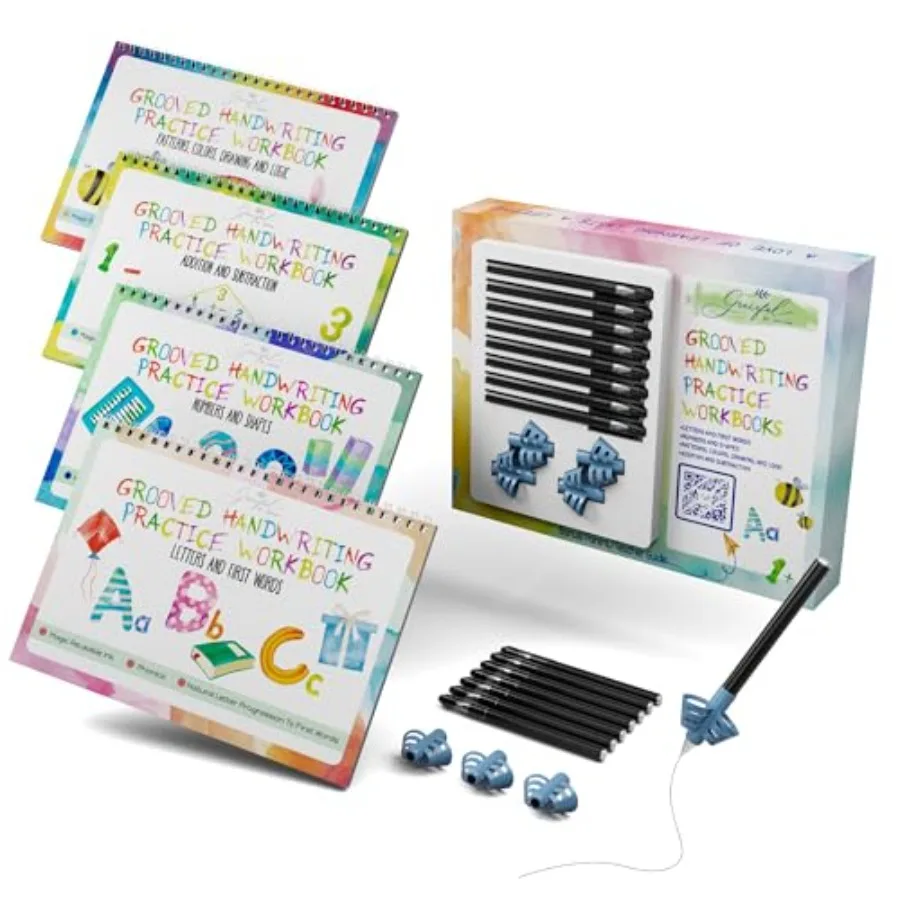 Grooved Handwriting Practice Books for 3-7 Reusable Letter Tracing with Mess-Free Disappearing Ink Teacher-Designed Magic Groov