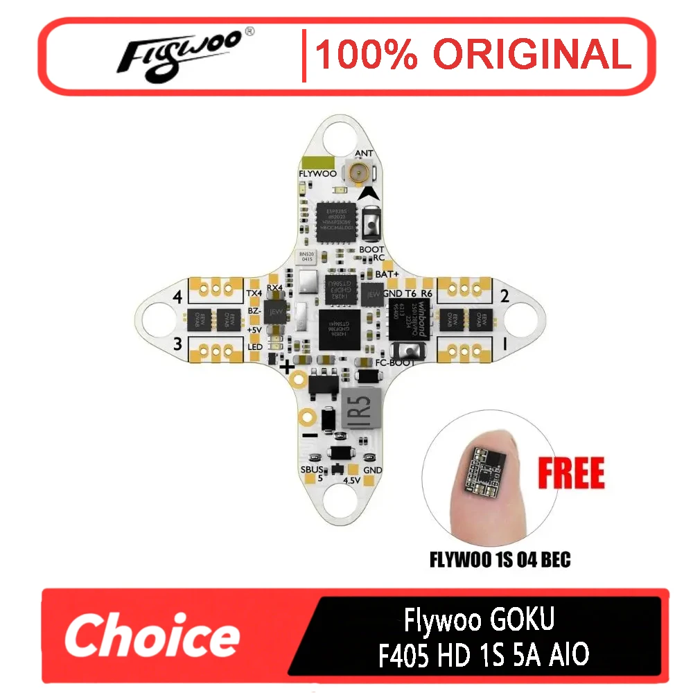 

Flywoo GOKU F405 HD AIO FC — 1S 5A, 2,6 г для дрона Micro HD FPV
