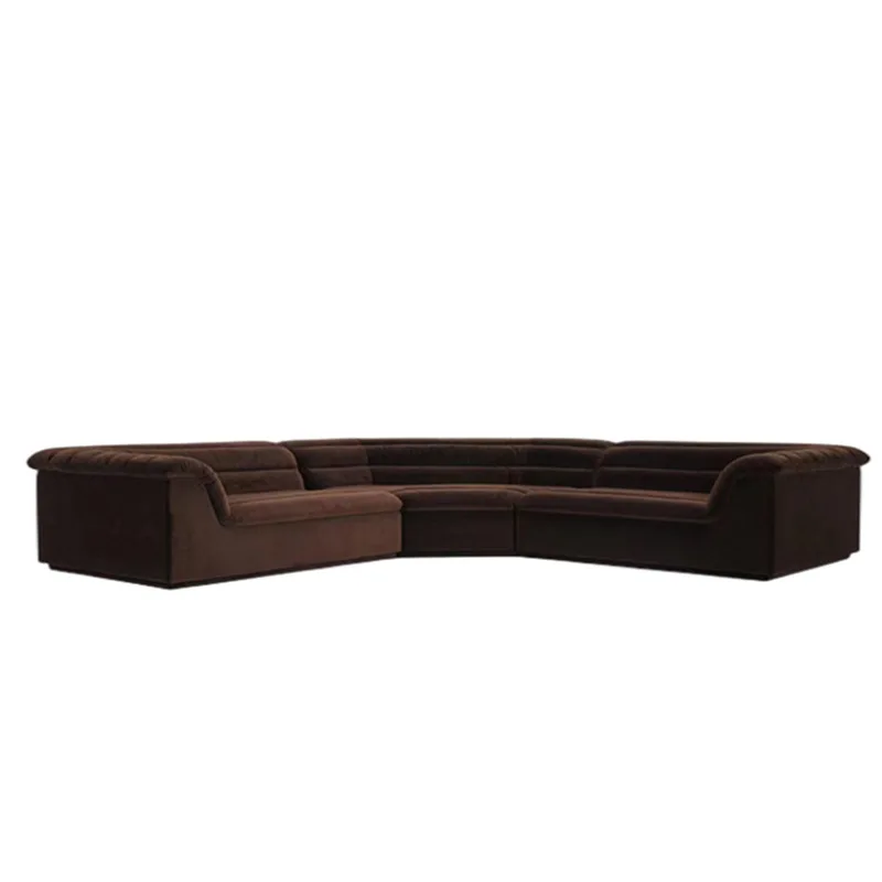 Italian minimalist curved sofa, light luxury large flat layer, chocolate module combination sofa