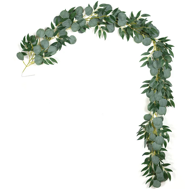 New Eucalyptus Willow Vine Artificial Flower Plant Garland Ivy Table Runner Rattan Home Wall Hanging Wedding Decoration 50 Pcs