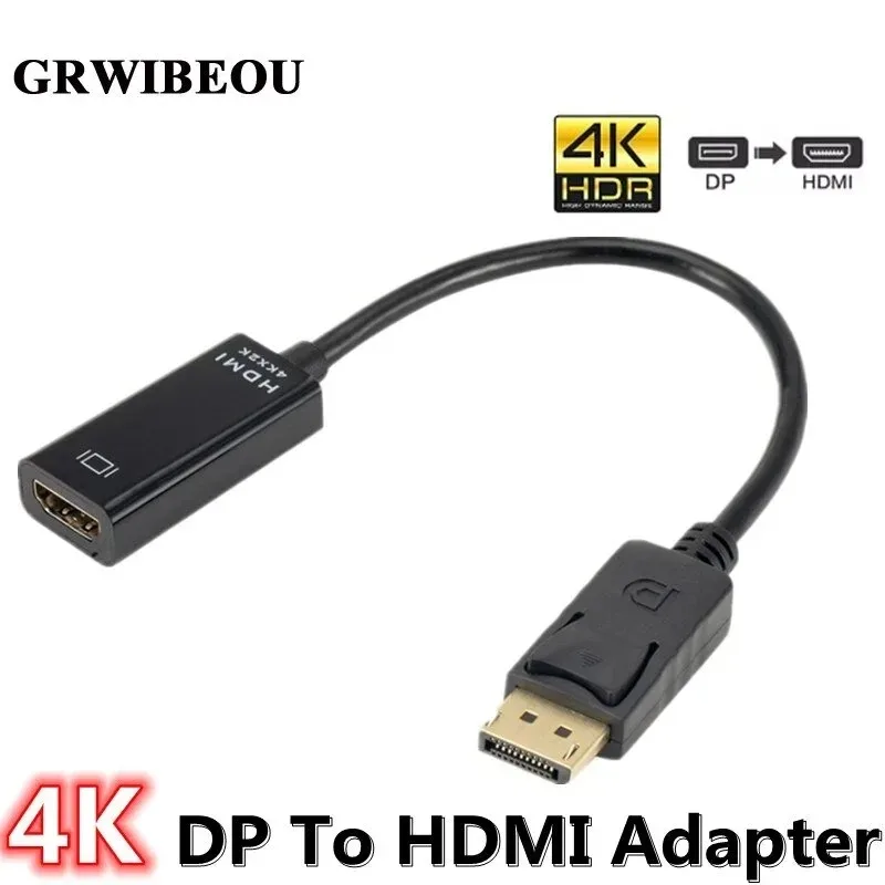 

GRWIBEOU 4K DisplayPort to HDMI-compatible Adapter Cable Converter Male to Female High quality HD Adapter Audio Video For PC TV