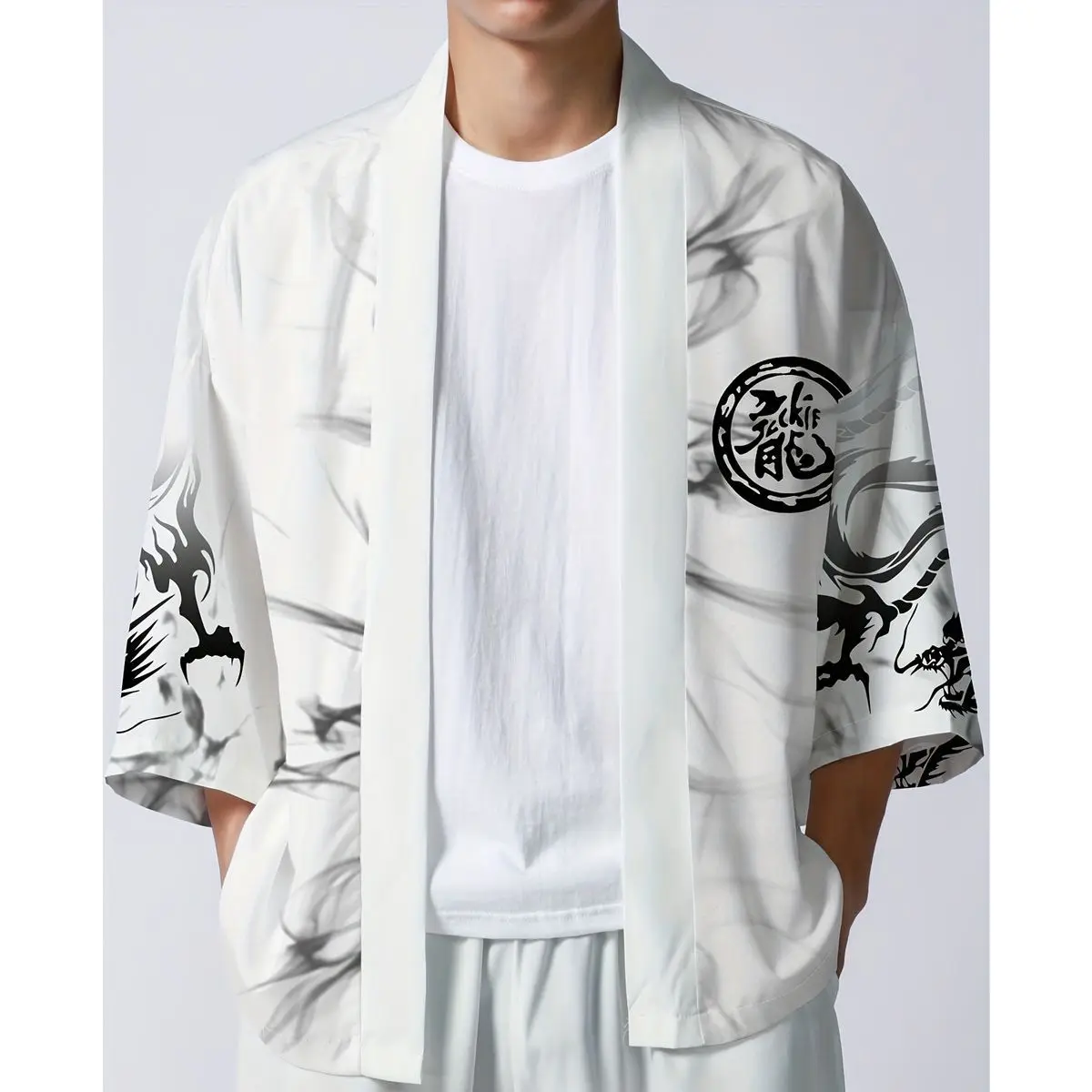 ملابس رجالية صيفية فضفاضة على الطراز الصيني ملابس رجالية رفيعة للزوجين Daoist رداء كيمونو بأكمام ثلاثة أرباع