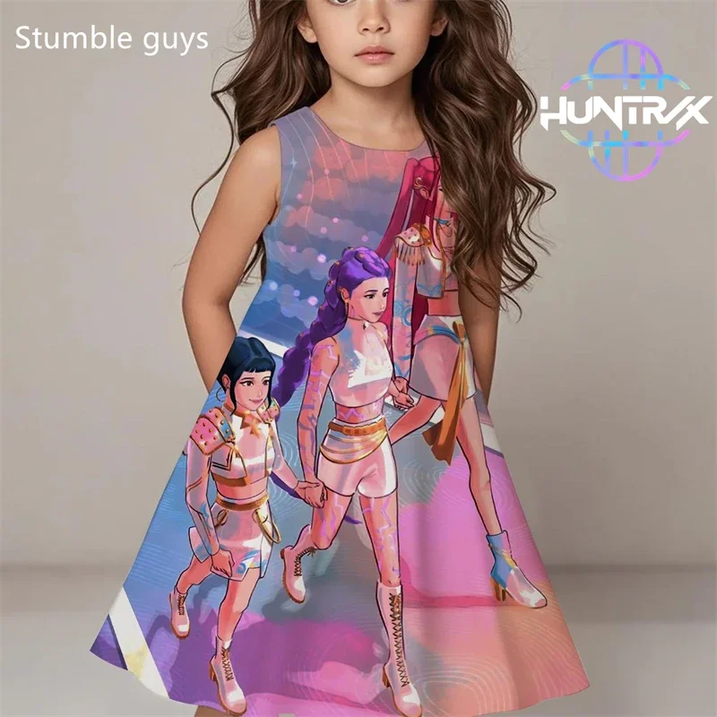

Kpop Demon Hunters Dress Summer Girls 3-12Y Casual Beach Sleepwear Fashion