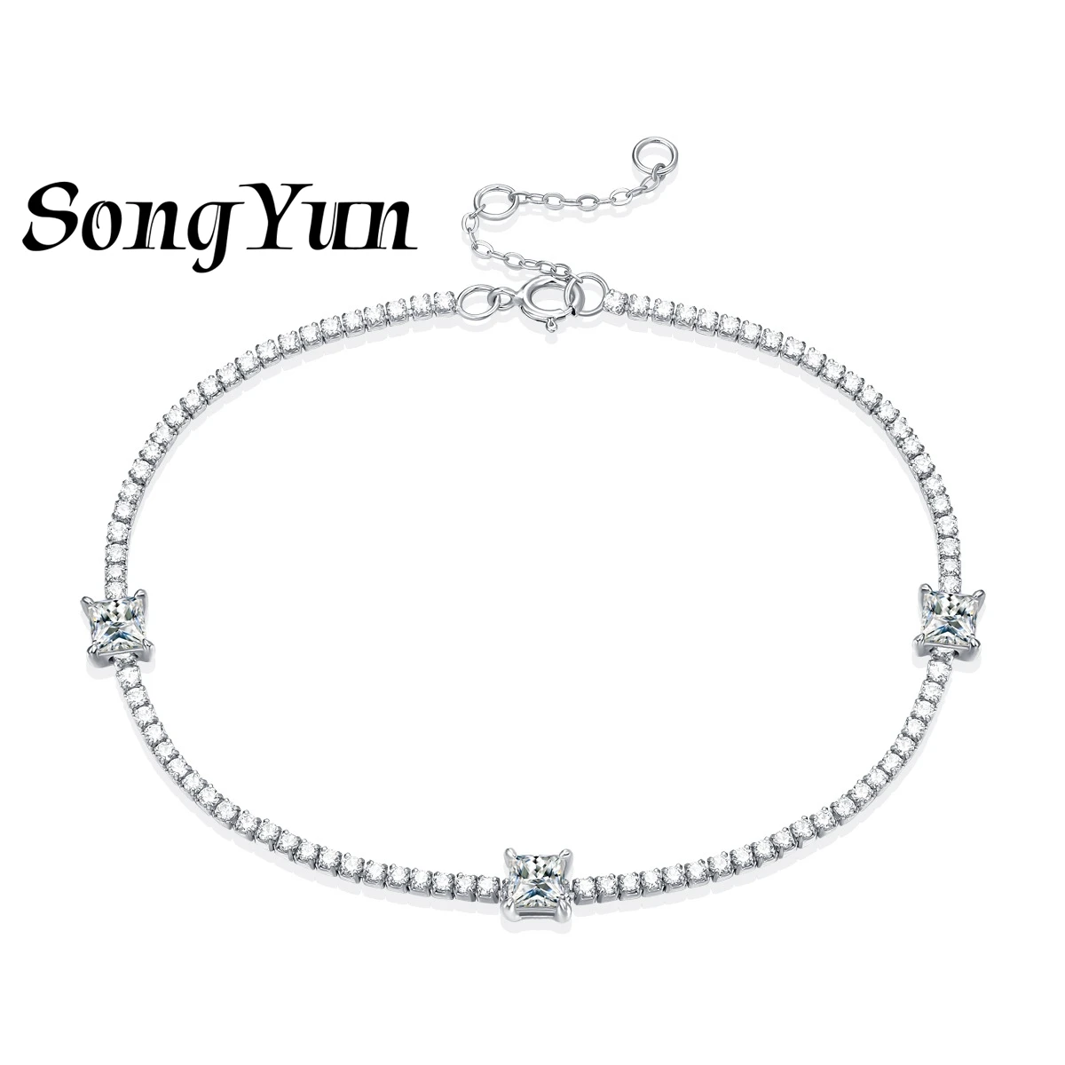 

SONGYUN Designer Jewelry 925 Sterling Silver Bracelet Moissanite Diamond Cuff Evening for Bride 18K Gold Plated Bangle