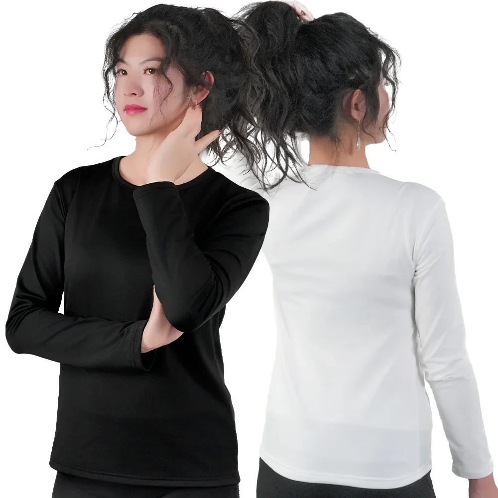 Women's T-Shirt Long Sleeve Slim Fit Tops Clothing Woman Thin Highly Elastic Base Layer Tee Female Crew Neck Lingerie Undershirt