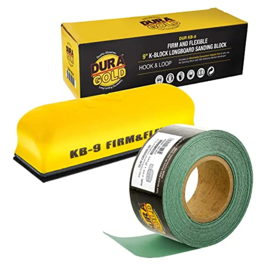 

Шлифовальный блок Pro Series 9" K-Block для ручной шлифовки, жесткий и гибкий, с креплением на липучке, адаптером PSA и зернистостью 2000 грит
