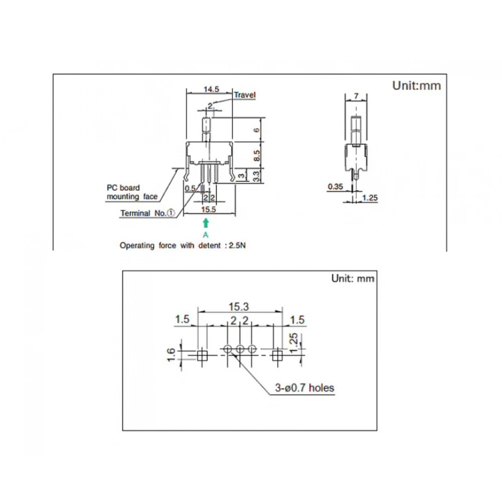 

2PCS SSSF011700 Vertical Toggle Switch 3-pin 2-position Sliding Single-Row Plug-in Switch with Bracket DC1-30V Toggle Switch