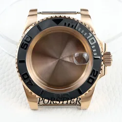 NH35 Case 40mm rose gold Sapphire Crystal Glass Waterproof for NH35 NH36 movement 28.5mm Dial Submariner GMT Yacht watch case