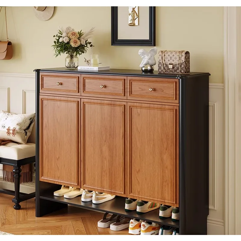 Medieval shoe cabinet, locker, integrated two-in-one solid wood household entrance entrance entrance storage cabinet