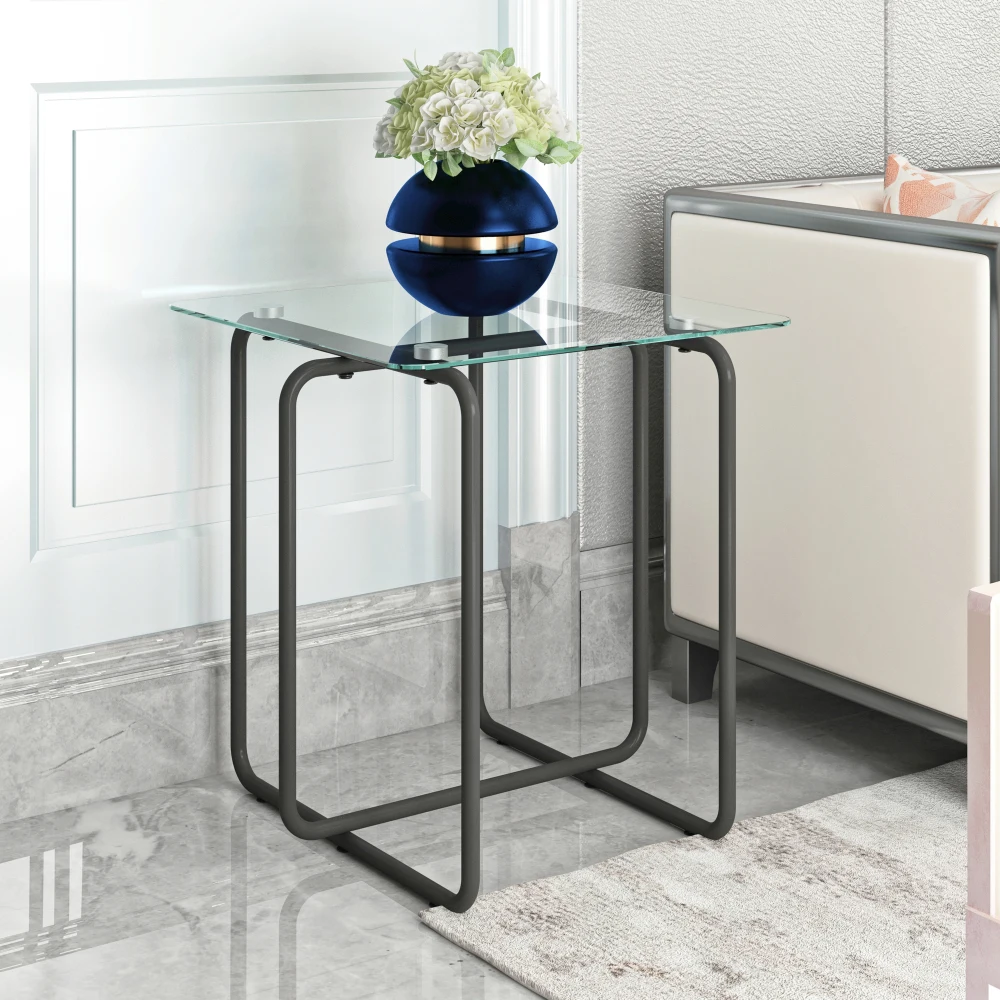 

Modern Tempered Glass Coffee Table End Table Side Table for Living Room,bedroom, Transparent